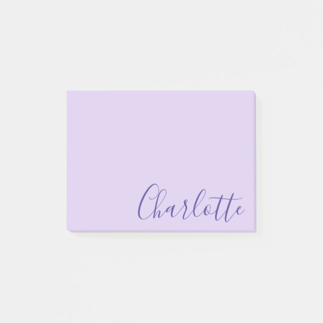 Bloco De Notas Chic Modern Purple Script Fully Customizable (Frente)