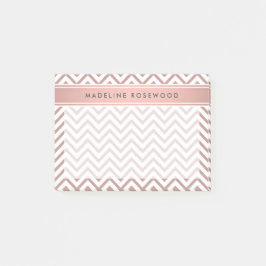 Bloco De Notas Chic Modern Rosa Dourado Chevron Monograma