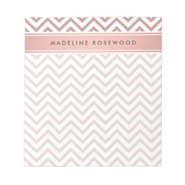 Bloco De Notas Chic Modern Rosa Dourado Chevron Monograma
