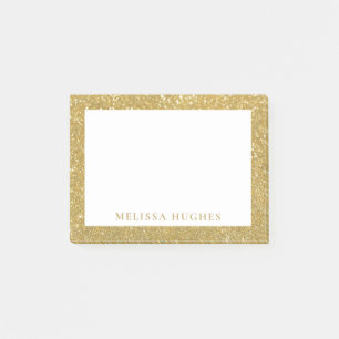 Bloco De Notas Chic Moderno Brilho Dourado Personalizado