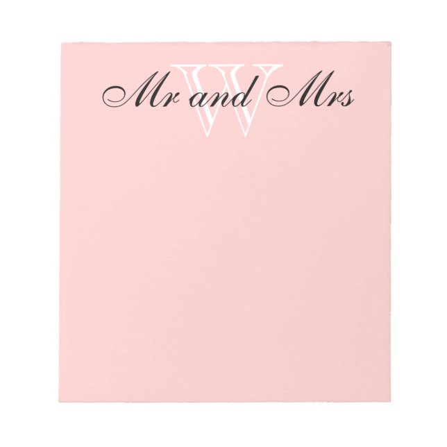 Bloco De Notas CHIC NOTEPAD_""Mr and Mrs" WHITE/BLUSH PINK (Frente)