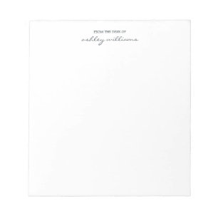 Bloco De Notas Chic Off-Black Script Da Mesa De Nome Personalizad