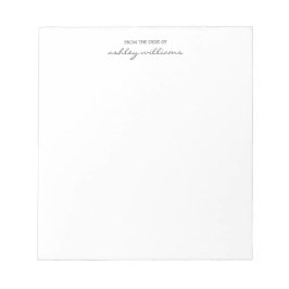 Bloco De Notas Chic Off-Black Script Personalizado Da Mesa de Nom
