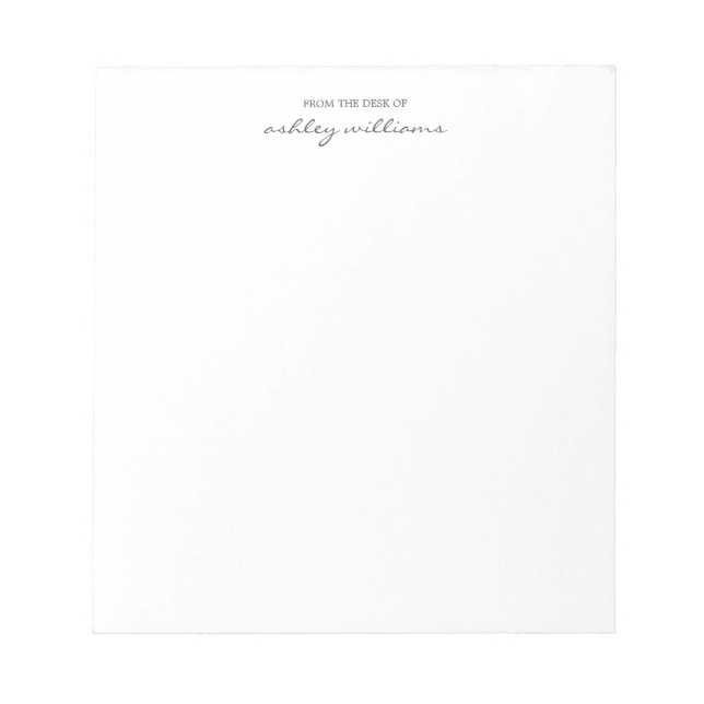 Bloco De Notas Chic Off-Black Script Personalizado Da Mesa de Nom (Frente)