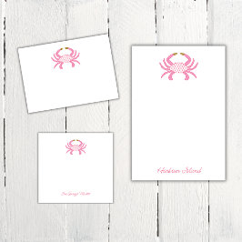 Bloco De Notas Chic Pink Crab | Coastal Sticky Notees