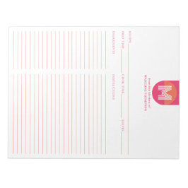 Bloco De Notas Chic Retro Pink Orange Geometric Monogram Recipe