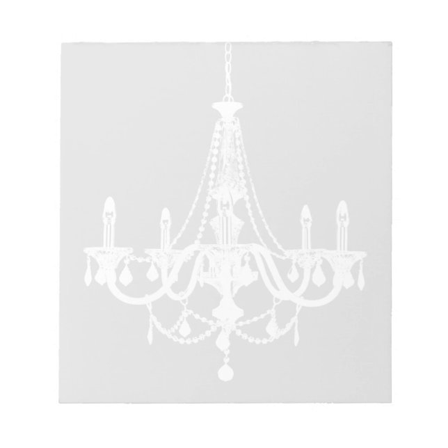 Bloco De Notas Chic White e Cinza Chandelier (Frente)