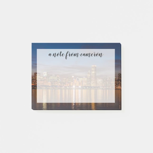 Bloco De Notas Chicago Skyline À Noite (Frente)