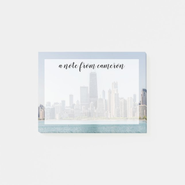 Bloco De Notas Chicago Skyline Com O Lago Michigan (Frente)