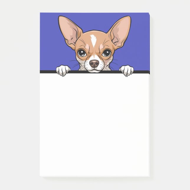 Bloco De Notas Chihuahua Cute Peeking Dog Lover Oferece Papel Esc (Frente)