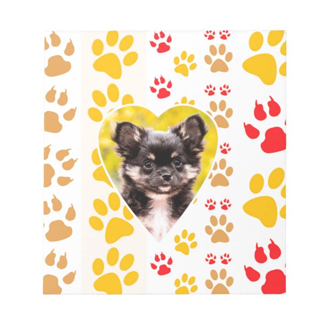 Bloco De Notas Chihuahua Heart Paw Prints (Frente)