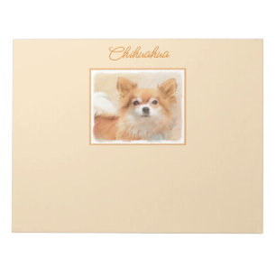 Bloco De Notas Chihuahua Pintura De Cachorro De Cabelo Longo