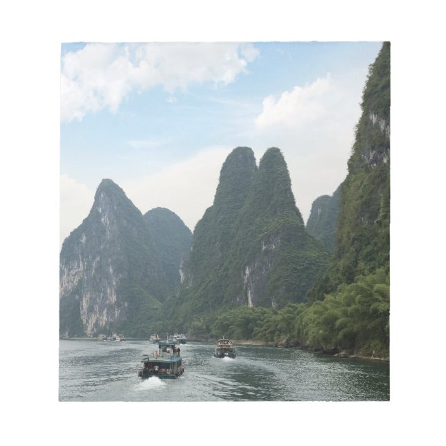Bloco De Notas China, Guilin, Rio Li, Barcos fluviais alinham-se (Frente)