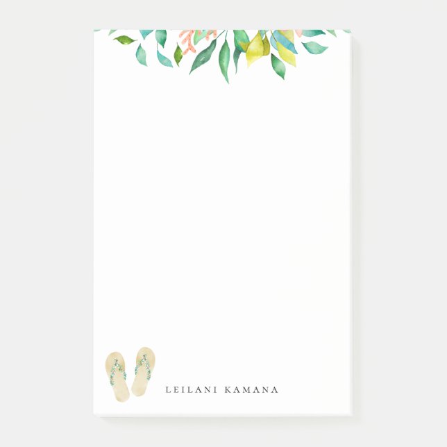 Bloco De Notas Chinelos botânicos da praia (Frente)