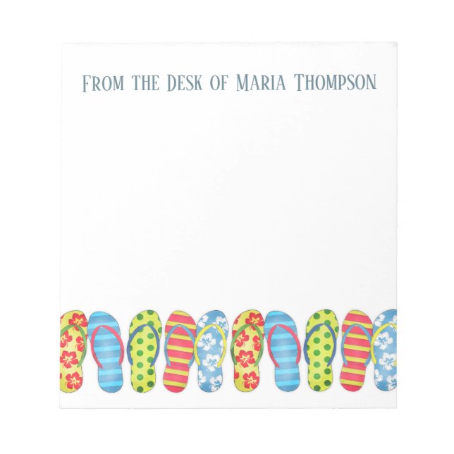 Bloco De Notas Chinelos de Verão da Na moda de Praia Moderna (Frente)