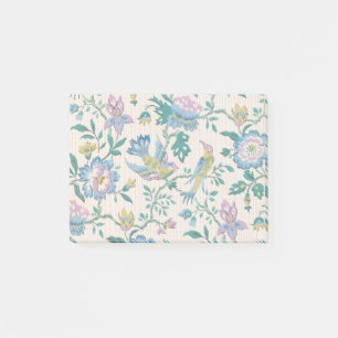 Bloco De Notas Chinoiserie Padrão Floral Pastel Vintage Pássaro