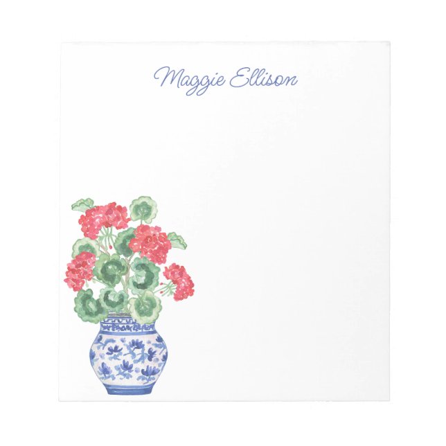 Bloco De Notas Chinoiserie Vase dos Alemães Vermelhos Personaliza (Frente)