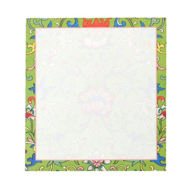 Bloco De Notas Chinoiserie Verde Clássica Moderna (Frente)