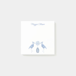 Bloco De Notas Chinoiserie Watercolor Topiary Blue Heron