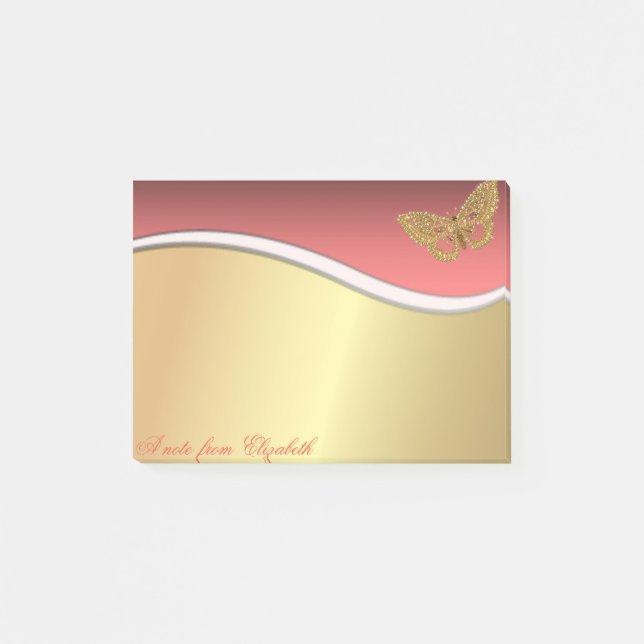 Bloco De Notas Chique Elegante Borboleta Estilosa (Frente)