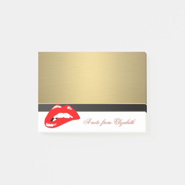 Bloco De Notas Chique Elegante  Feminino com Estilo ,Falso Ouro,  (Frente)