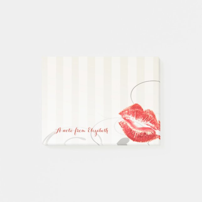 Bloco De Notas Chique Elegante  Feminino com Estilo ,  Lábios Ver (Frente)