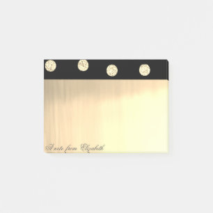 Bloco De Notas Chique Elegante Pontos de Brilho Dourado