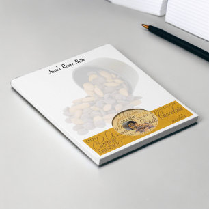 Bloco De Notas Chocolate, amêndoas e Design de texto de chocolate