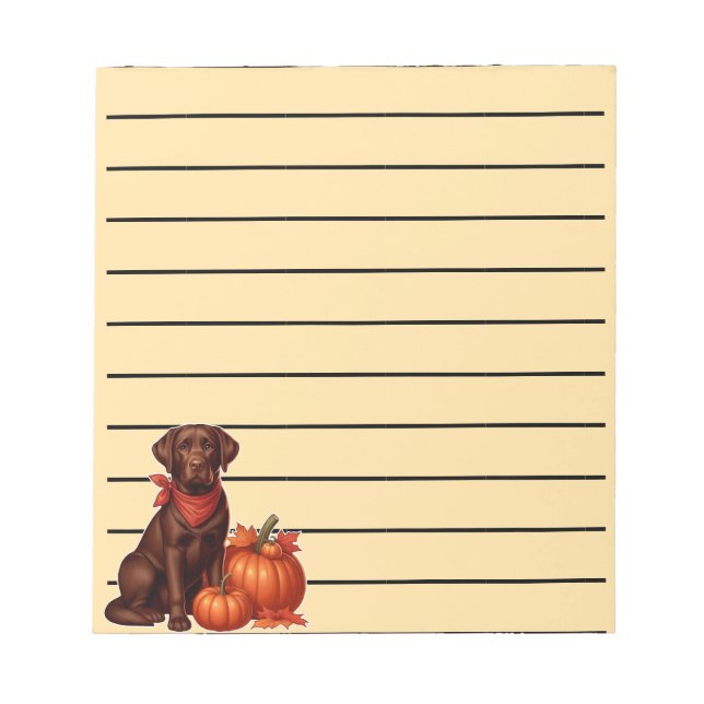 Bloco De Notas Chocolate Labrador com Red Bandana por Pumpkins (Frente)