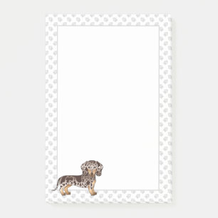 Bloco De Notas Chocolate & Tan Dapple Dachshund de Cabelo Curto &