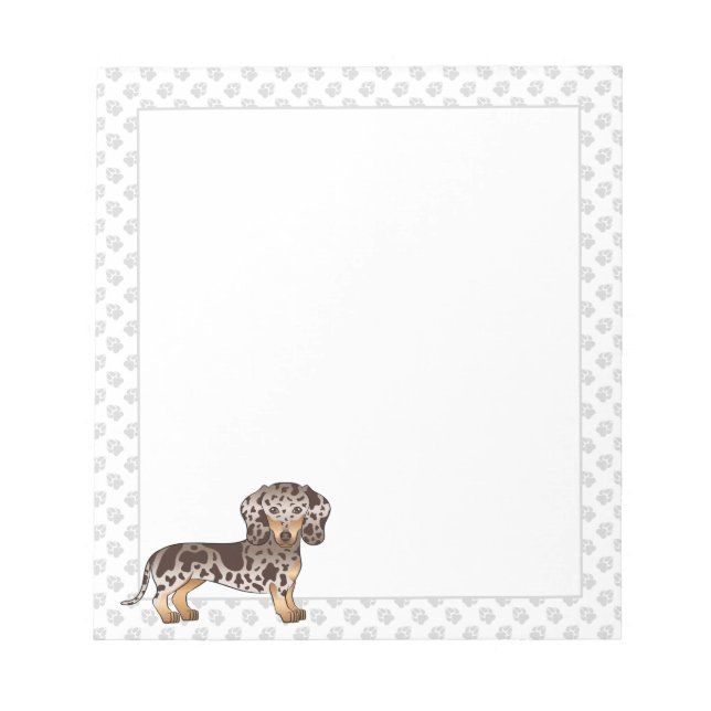Bloco De Notas Chocolate & Tan Dapple Dachshund de Pelo Curto & P (Frente)