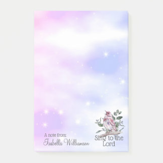 Bloco De Notas Christian Watercolor Sing para Lorde Pink Bird