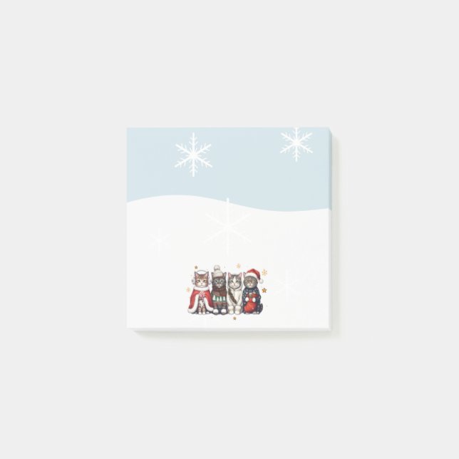 Bloco De Notas Christmas Cats Cute Post It Notes (Frente)
