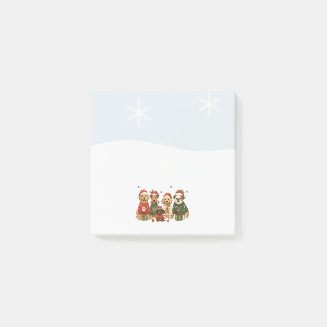 Bloco De Notas Christmas Dogs | Cute Post It Notes (Frente)