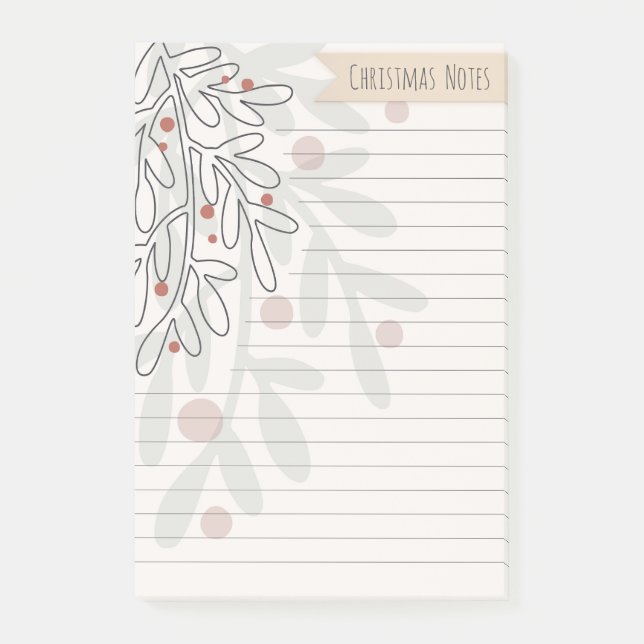 Bloco De Notas Christmas notes abstract mistletoe drawing (Frente)