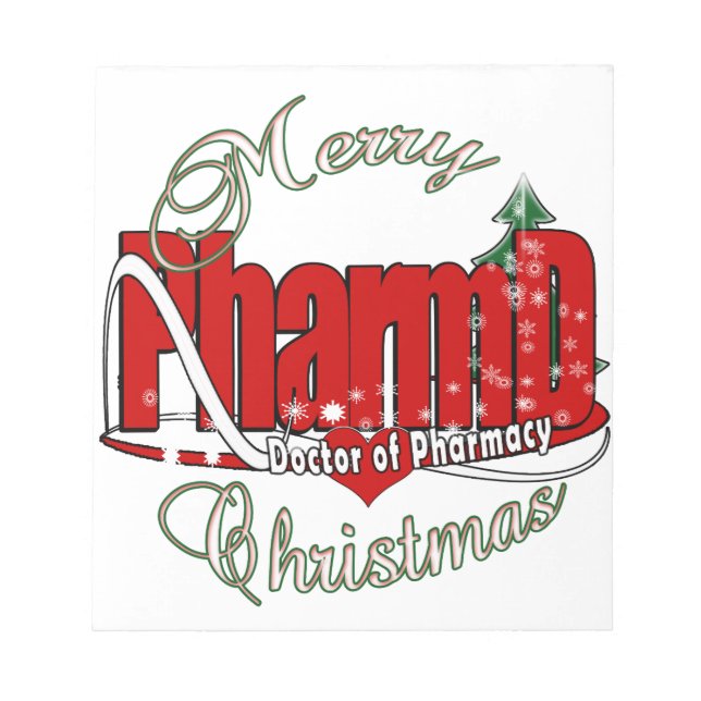 Bloco De Notas CHRISTMAS PharmD Médico de Farmácia (Frente)