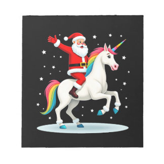Bloco De Notas Christmas Santa Riding Unicorn Xmas Girls Women Ra