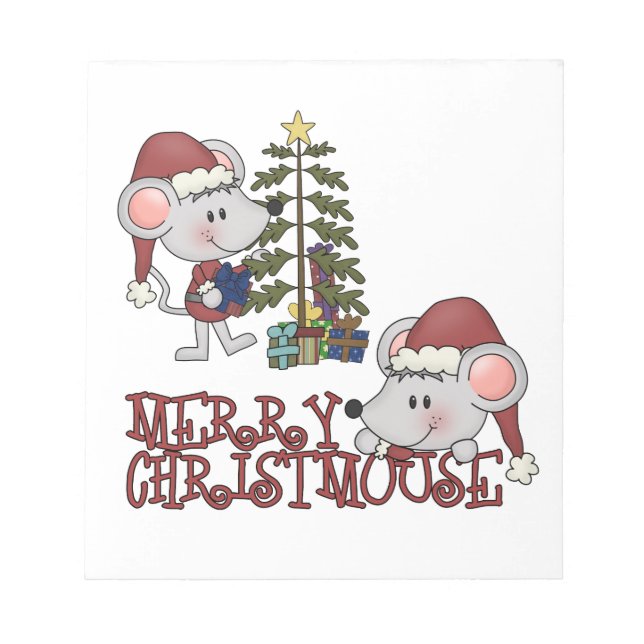 Bloco De Notas Christmouse alegre com árvore (Frente)