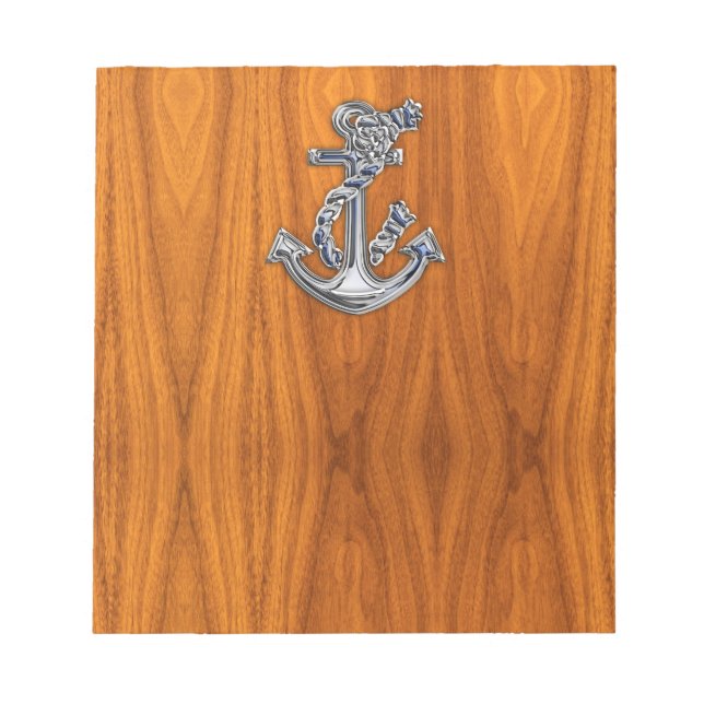 Bloco De Notas Chrome Rope Anchor em Teak Veneer (Frente)