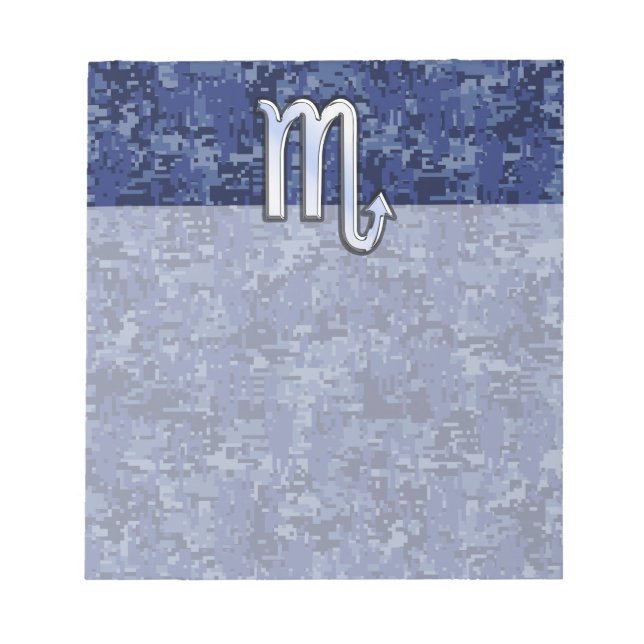 Bloco De Notas Chrome Scorpio Zodiac Sinal no Camo Azul Marinho (Frente)