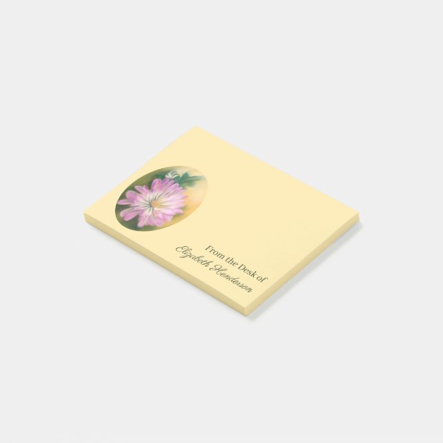 Bloco De Notas Chrysanthemum Pink e Cream Pastel Floral (Inclinado)