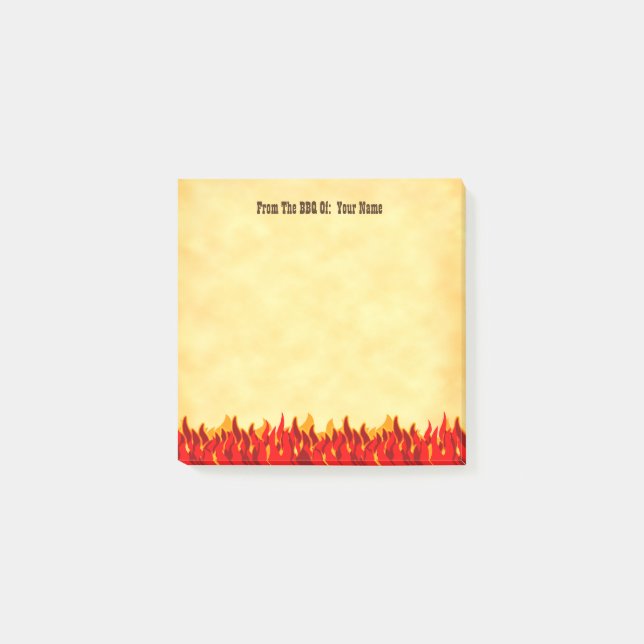 Bloco De Notas CHURRASCO Vermelho Chamas Editáveis Cartas Ocident (Frente)