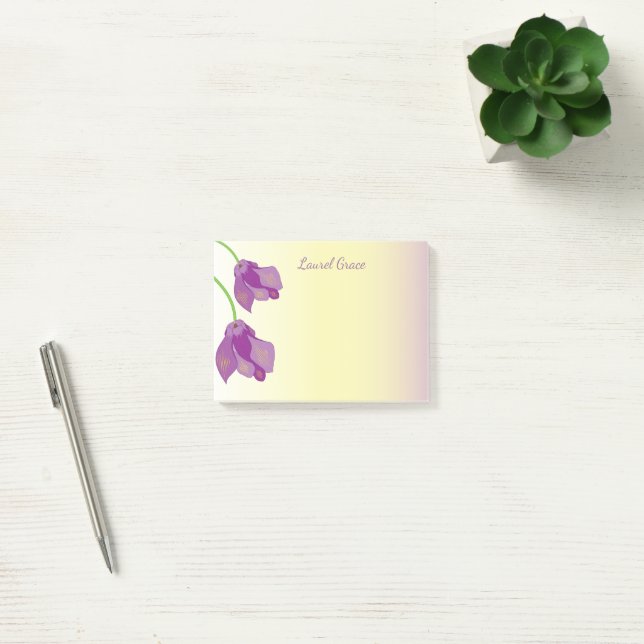 Bloco De Notas Ciclamen roxo personalizado floral (Escritótio)