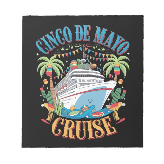 Bloco De Notas Cinco De Mayo Cruise México Navio Mexicano Fiesta (Frente)