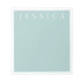 Bloco De Notas Cinza Azul Leve | Seu nome