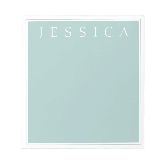 Bloco De Notas Cinza Azul Leve | Seu nome (Frente)