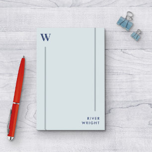 Bloco De Notas Cinza de alumínio e monograma e nome do Marinho