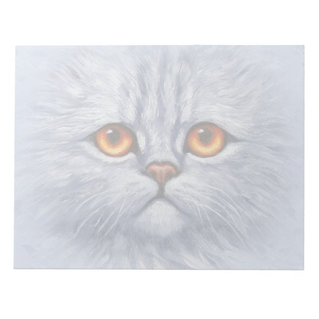 Bloco De Notas Cinza De Luz De Gato De Gato Fluffy Tabby (Frente)