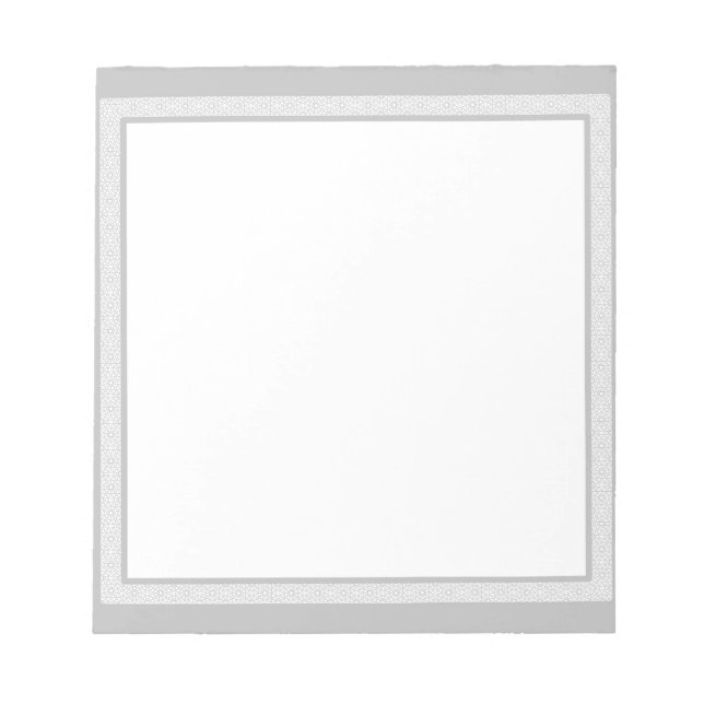 Bloco De Notas Cinza e Borda Geométrica Branca (Frente)