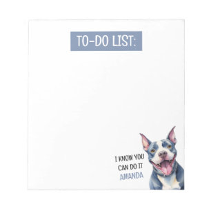 Bloco De Notas Cinza Feliz Pit Bull To Do List
